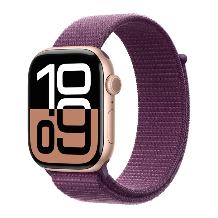 Умные часы Apple Watch Series 10 46 мм, корпус алюминий розовое золото (Rose Gold), ремешок Sport Loop сливовый (Rose Plum)