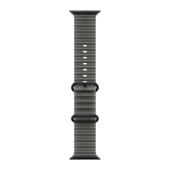 Ремешок Apple Watch Ocean Band 49 мм (MKAY4) полупрозрачный чёрный (Translucent Black), чёрная фурнитура