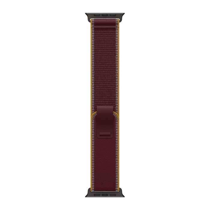 Ремешок Apple Watch Trail Loop 49 мм M/L (MKA94) бордовый (Burgundy), чёрная фурнитура