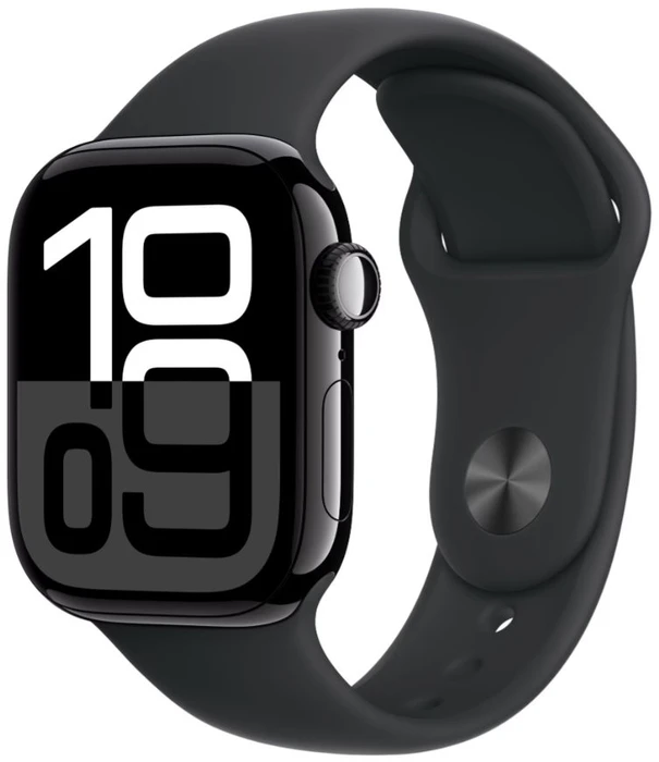 Умные часы Apple Watch Series 10 42 мм, корпус алюминий глубокий чёрный (Jet Black), ремешок Sport Band чёрный (Black) S/M