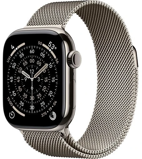 Умные часы Apple Watch Series 11 46 мм, корпус натуральный титан (Natural Titanium), ремешок Milanese Loop натуральный (Natural) M/L