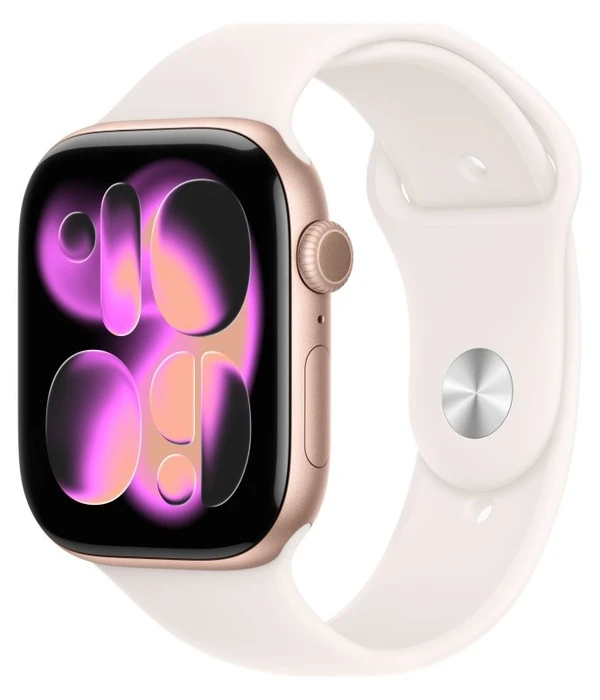 Умные часы Apple Watch Series 11 46 мм, корпус алюминий розовое золото (Rose Gold), ремешок Sport Band светлый румянец (Light Blush) S/M