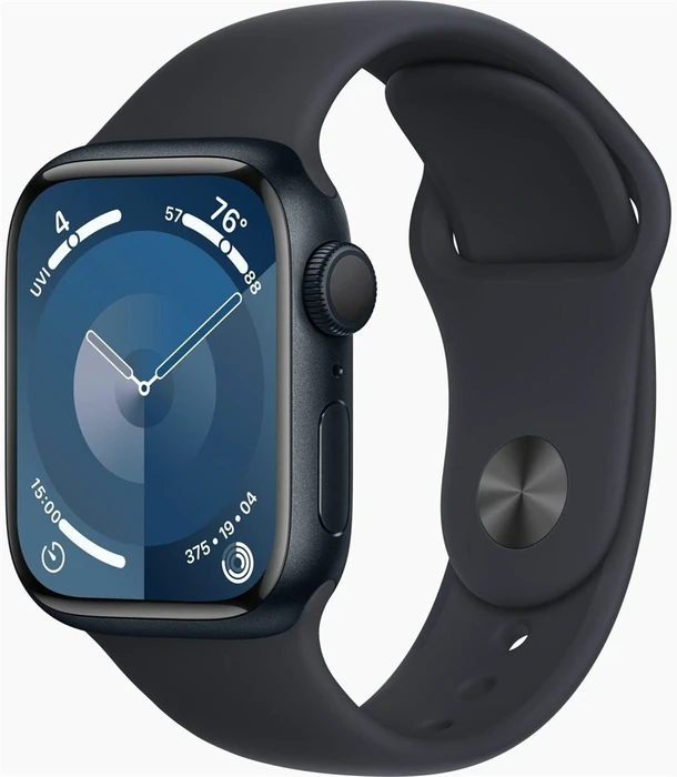 Умные часы Apple Watch Series 9 41 мм, корпус алюминий тёмная ночь (Midnight), ремешок Sport Band тёмная ночь (Midnight) S/M