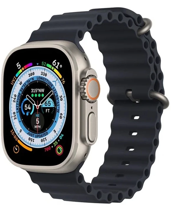 Умные часы Apple Watch Ultra 49 мм, корпус титан (Titanium), ремешок Ocean Band тёмная ночь (Midnight)