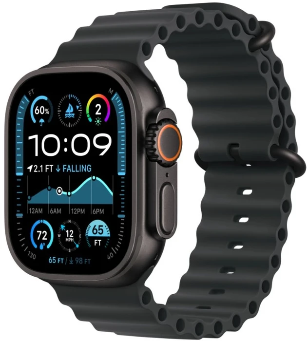 Умные часы Apple Watch Ultra 2 49 мм, корпус титан (Titanium), ремешок Ocean Band чёрный (Black)