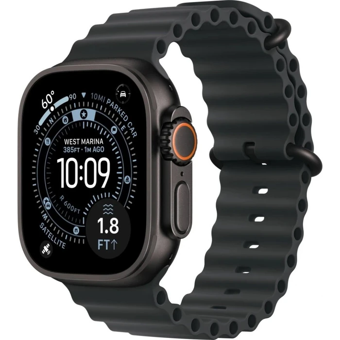 Умные часы Apple Watch Ultra 3 49 мм, корпус чёрный титан (Black Titanium), ремешок Ocean Band чёрный (Black)