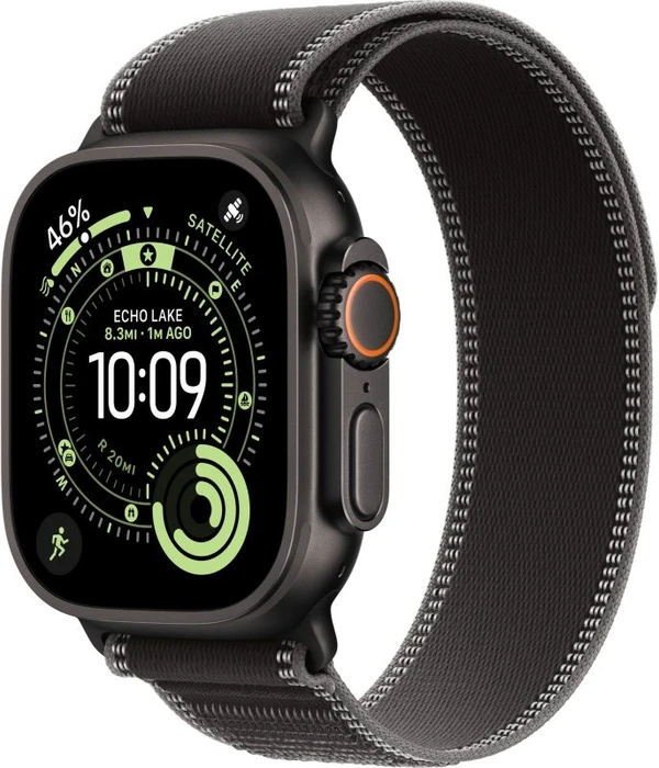 Умные часы Apple Watch Ultra 3 49 мм, корпус чёрный титан (Black Titanium), ремешок Trail Loop чёрный/угольный (Black/Charcoal) M/L