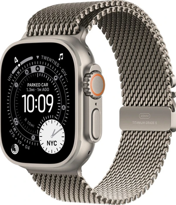 Умные часы Apple Watch Ultra 3 49 мм, корпус натуральный титан (Natural Titanium), ремешок Milanese Loop натуральный (Natural) S