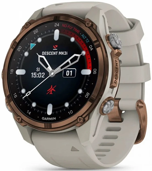 Умные часы Garmin Descent Mk3i Bronze PVD Titanium with French Gray Silicone Band 43 мм серый (Gray)