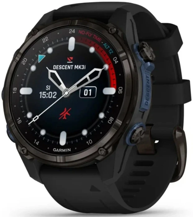 Умные часы Garmin Descent Mk3i Carbon Gray DLC Titanium with Silicone Band 43 мм серый чёрный (Black)