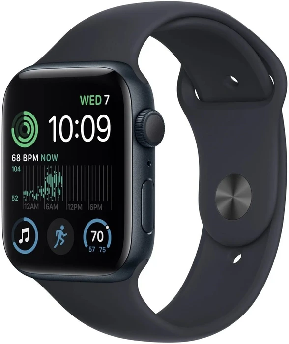 Умные часы Apple Watch SE (2024) 44 мм, корпус алюминий тёмная ночь (Midnight), ремешок Sport Band тёмная ночь (Midnight) S/M