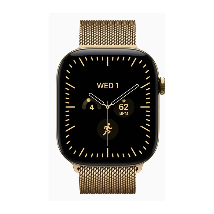 Умные часы Apple Watch Series 12 46 мм, корпус титан полированный сияющее золото (Radiant Gold), ремешок Milanese Loop S/M