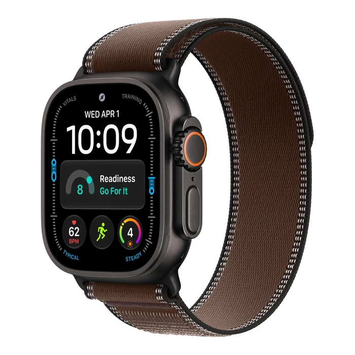 Умные часы Apple Watch Ultra 4 49 мм, корпус чёрный титан (Black Titanium), ремешок Trail Loop тёмная умбра (Dark Umber) S/M