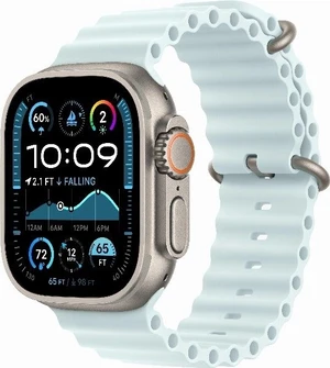 Умные часы Apple Watch Ultra 2 49 мм, корпус натуральный титан (Natural Titanium), ремешок Ocean Band голубой лёд (Ice Blue)