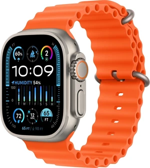 Умные часы Apple Watch Ultra 2 49 мм, корпус титан (Titanium), ремешок Ocean Band оранжевый (Orange)