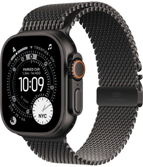 Умные часы Apple Watch Ultra 3 49 мм, корпус чёрный титан (Black Titanium), ремешок Milanese Loop чёрный (Black) L