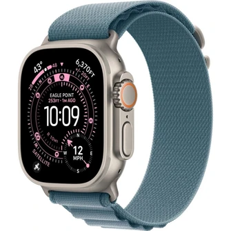Умные часы Apple Watch Ultra 3 49 мм, корпус натуральный титан (Natural Titanium), ремешок Alpine Loop голубой (Light Blue) S