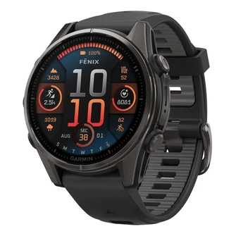 Умные часы Garmin Fenix 8 43 мм AMOLED Sapphire Carbon Gray with Black/Pebble Gray Silicone чёрный