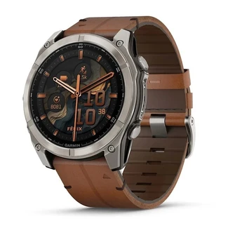 Умные часы Garmin Fenix 8 51 мм AMOLED Sapphire Bare Titanium / Black / Chestnut Leather Band коричневый/графит
