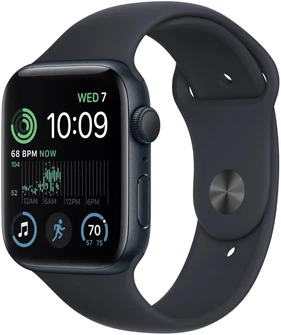 Умные часы Apple Watch SE (2024) 44 мм, корпус алюминий тёмная ночь (Midnight), ремешок Sport Band тёмная ночь (Midnight) M/L