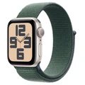 Умные часы Apple Watch SE (2024) 40 мм, корпус алюминий сияющая звезда (Starlight), ремешок Sport Loop сияющая звезда/зелёное озеро (Starlight/Lake Green)