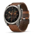 Умные часы Garmin Fenix 8 51 мм AMOLED Sapphire Bare Titanium / Black / Chestnut Leather Band коричневый/графит
