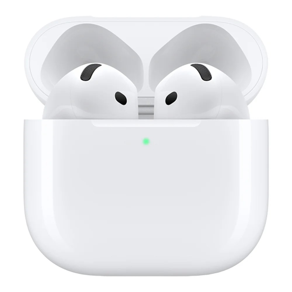 Белые AirPods 5 в открытом зарядном футляре